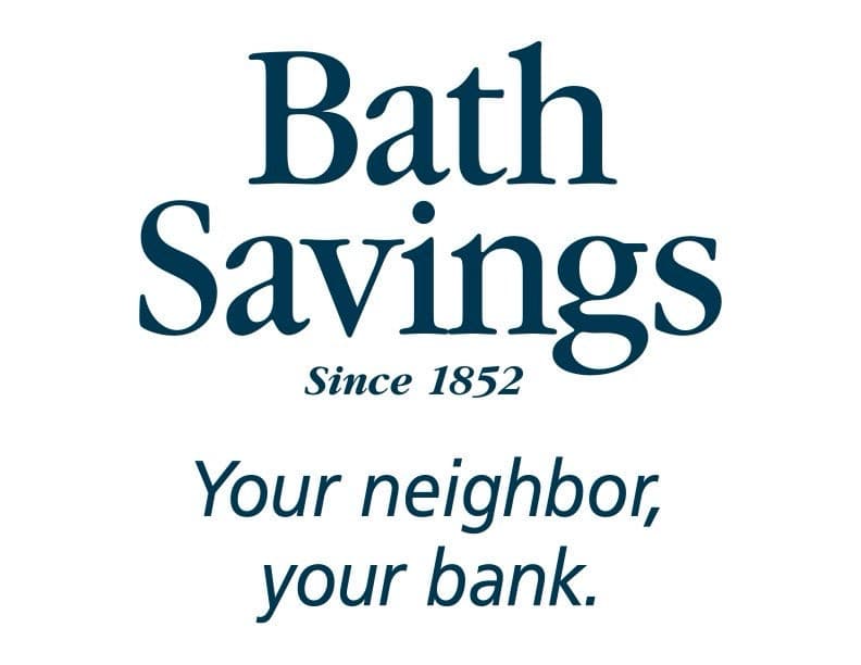 Bath Savings logo with the text "Since 1852" and a tagline that reads "Your neighbor, your bank." The text is centered and appears in two different font styles.